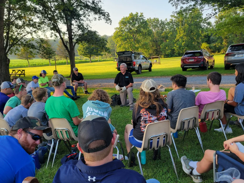 Dan teaching trapping to the Lancaster County Youth Conservations School
